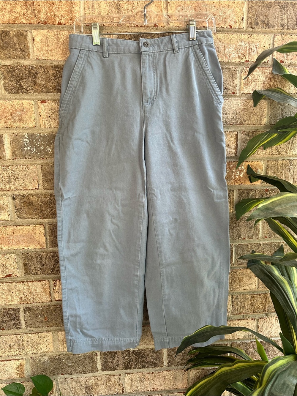 Vtg Liz Claiborne Cotton Cropped Light Blue Wide leg Casual Cotton Trousers